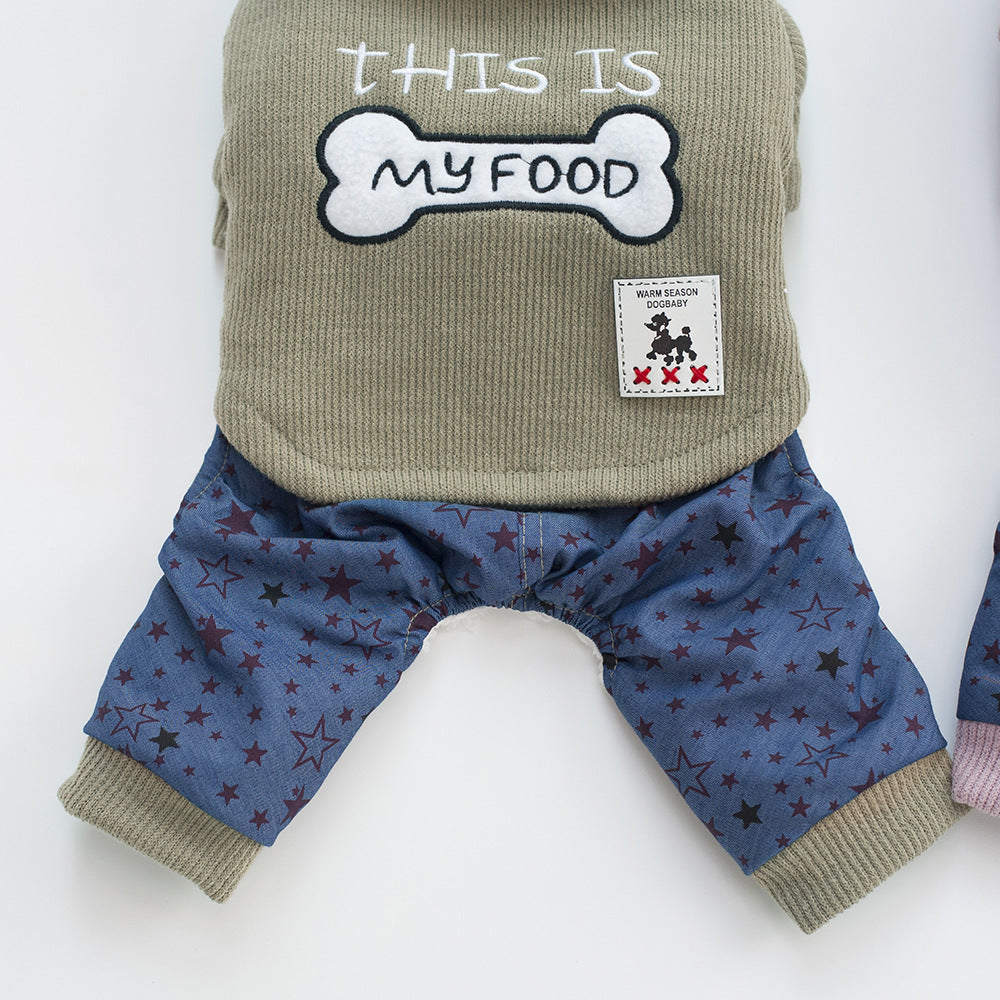 Pet Clothing with Bone Design for Four-Legged Pets