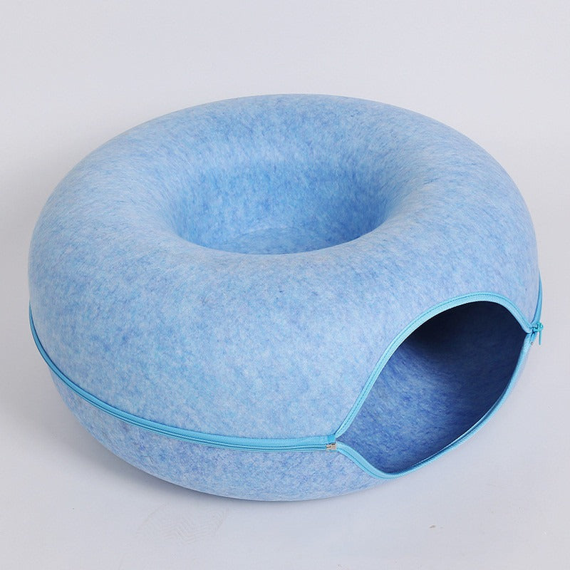 Felt Cat Tunnel Nest Dual-Use Round Bed