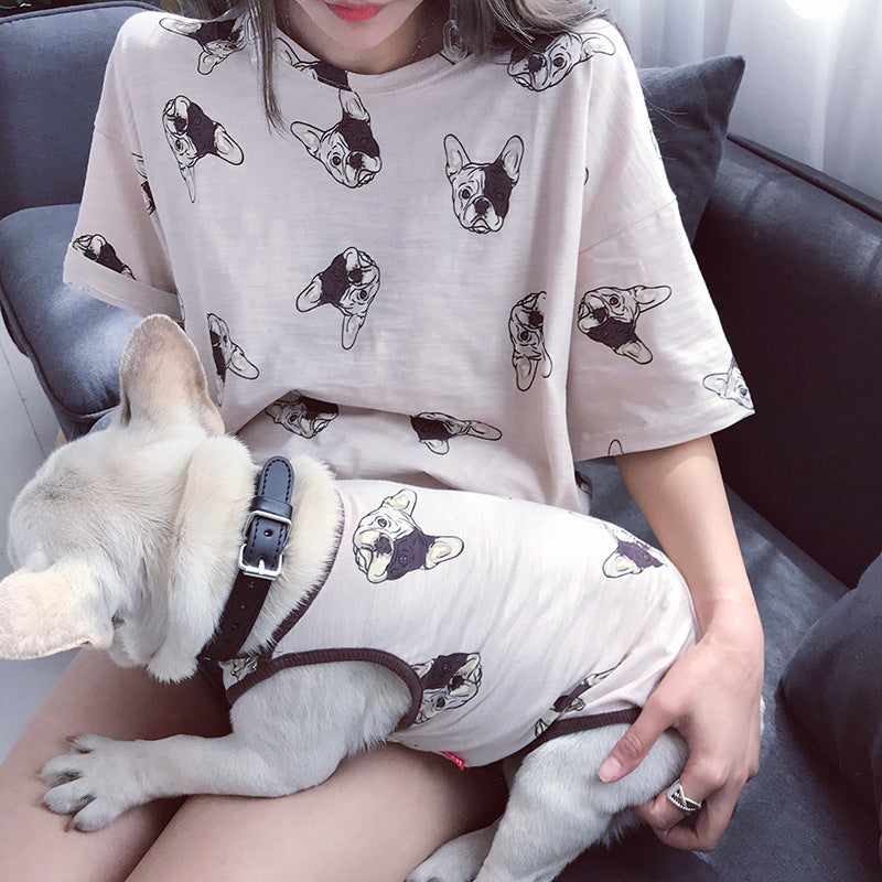 Cartoon Cotton Cat Family Outfit with Short Sleeves