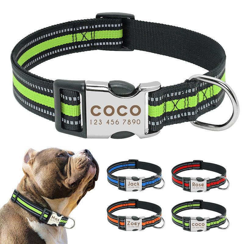 Reflective Dog Collar with Engraving for Pets