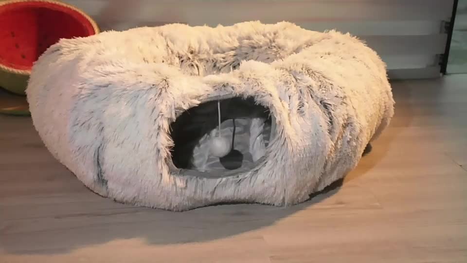 Plush Foldable Cat Tunnel Bed