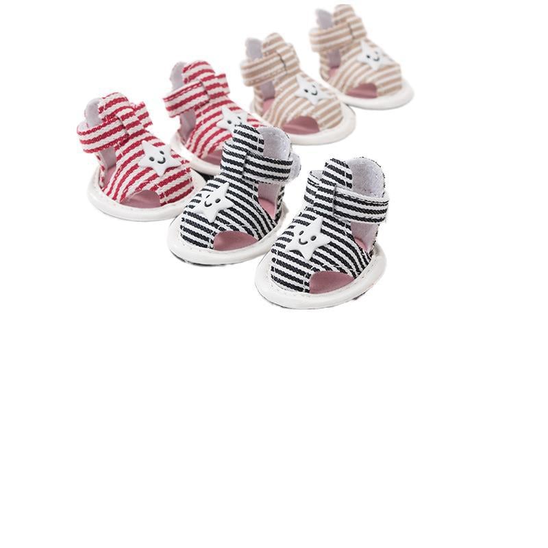Striped Canvas Dog Summer Sandals with Soft Bottom