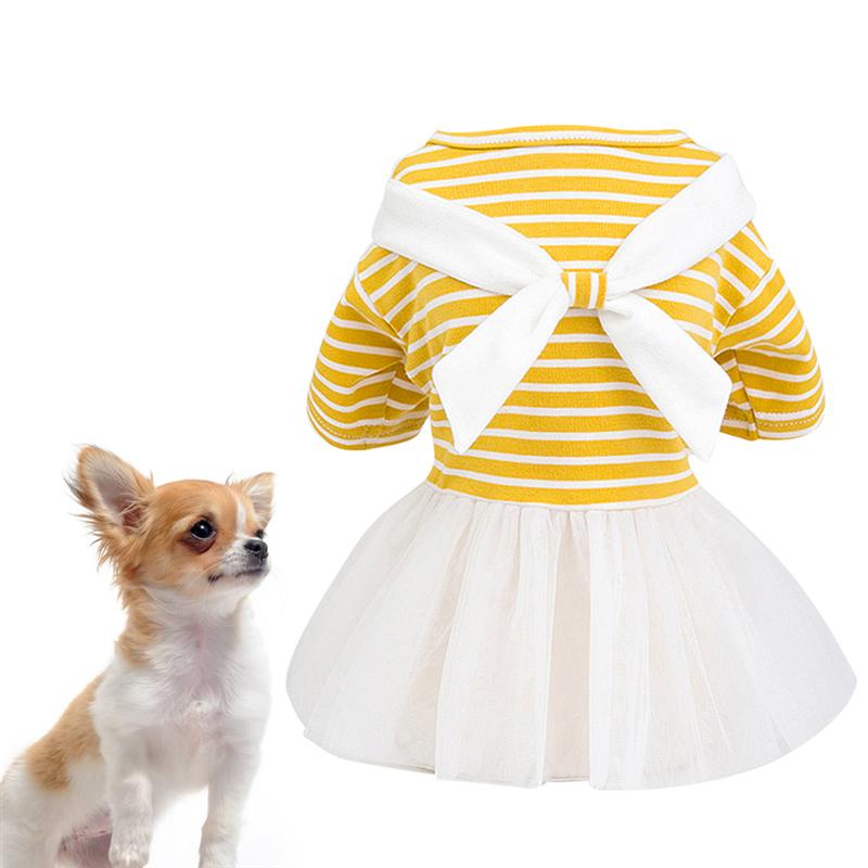 New Spring Summer Dog Clothing with White Bow Dress