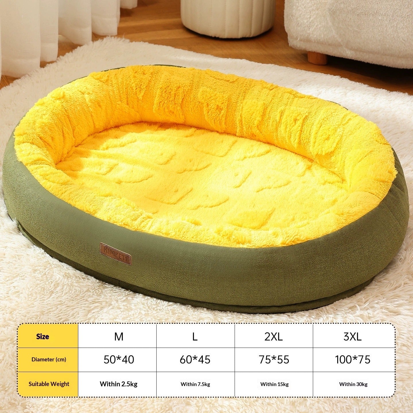Oval Plush Pet Bed for Cats & Dogs