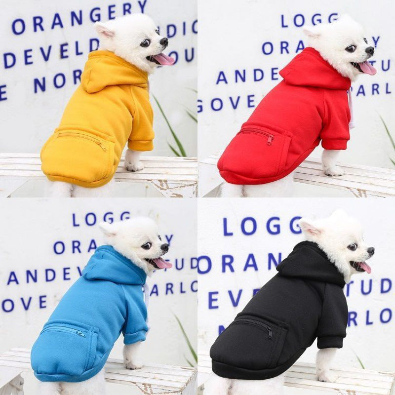 New Pet Sweatshirt with Zipper Pocket for Small Medium