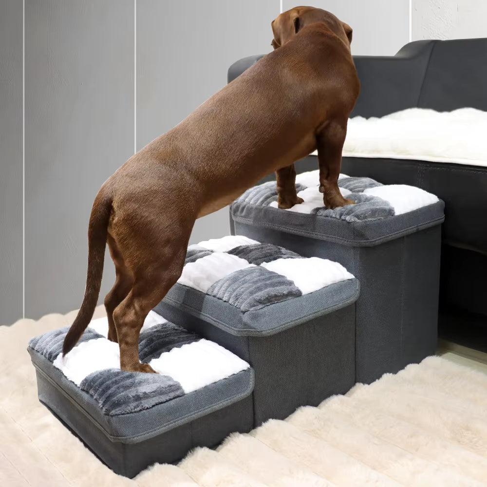 Chessboard Dog Stairs with Storage
