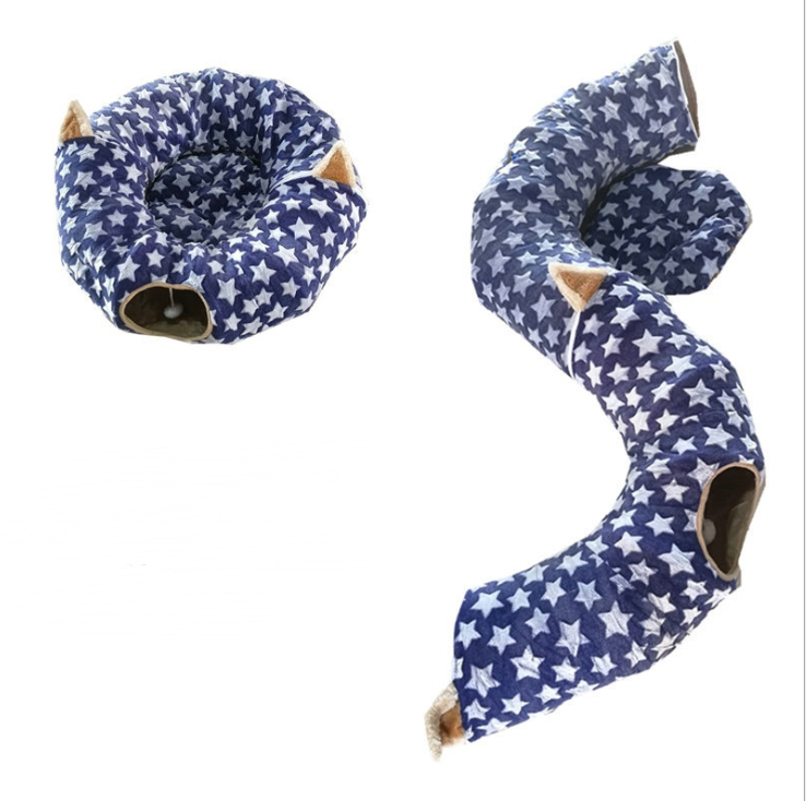 Foldable Cat Tunnel with Bed and Play Features