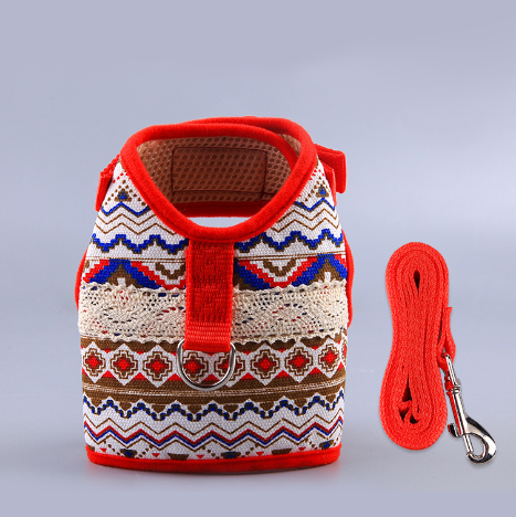 Ethnic Style Dog Leash and Clothing Set
