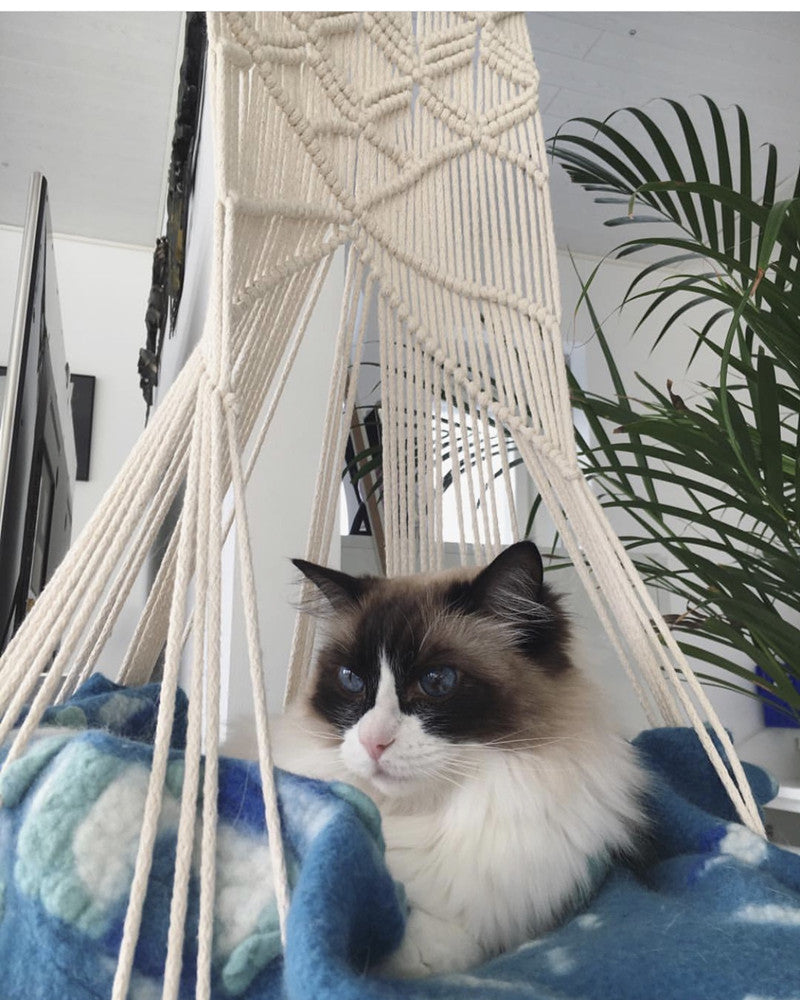 Handmade Cat Hammock and Toy Nest - Woven Design