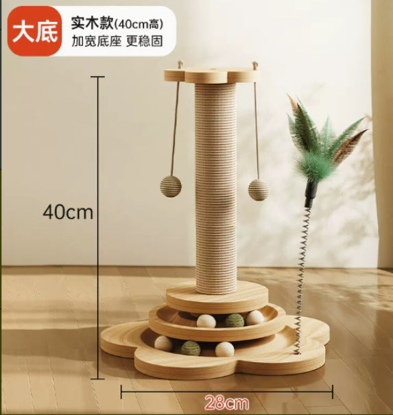 Wholesale Solid Wood Cat Toy with Sisal Scratch Post