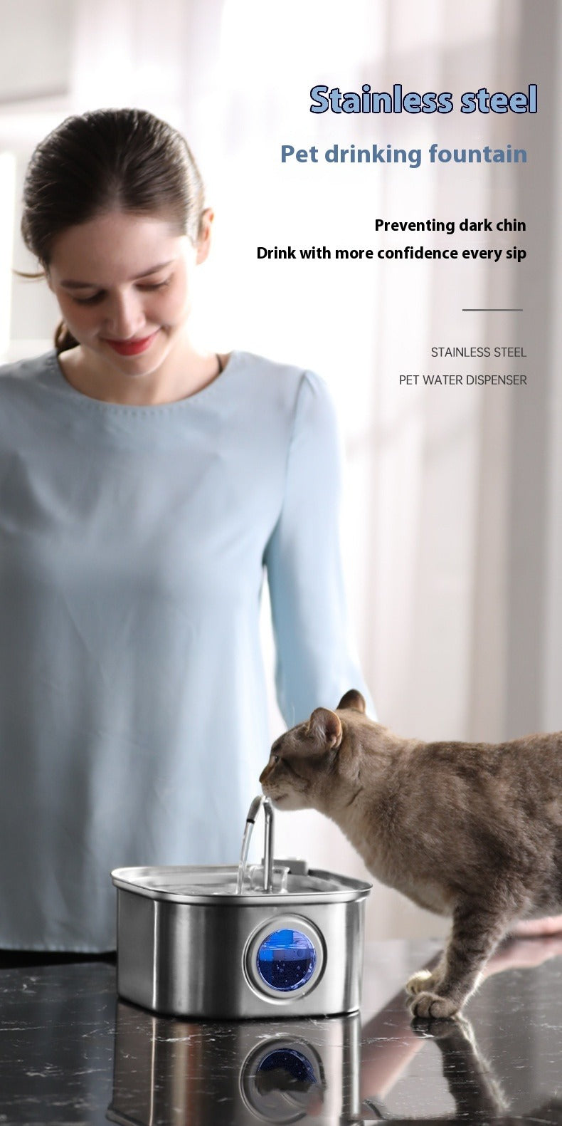 3.2L Stainless Steel Pet Water Dispenser