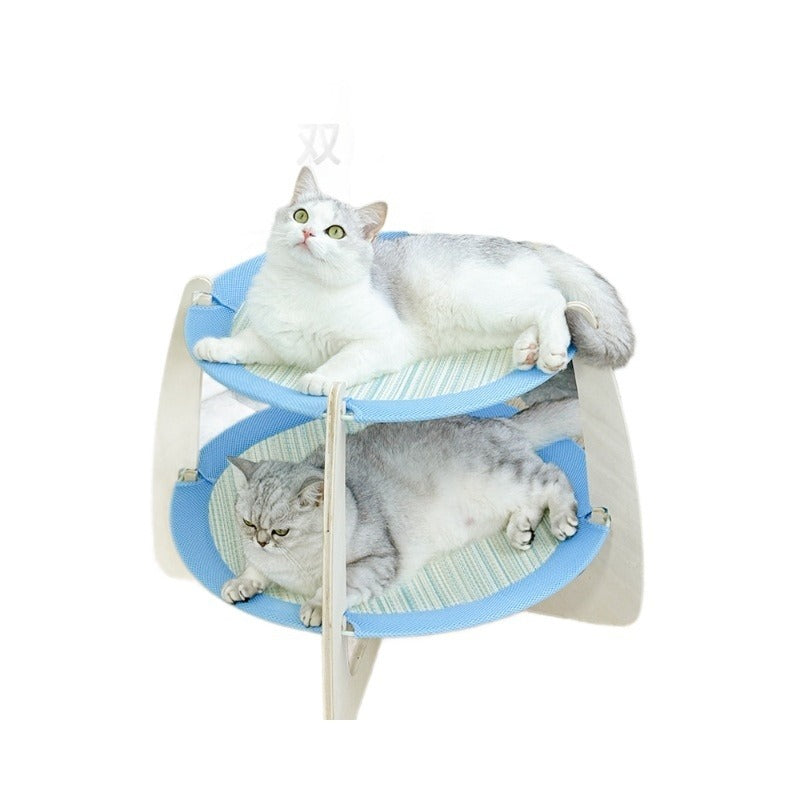 Woven Rattan Cooling Mat Solid Wood Cat Bed