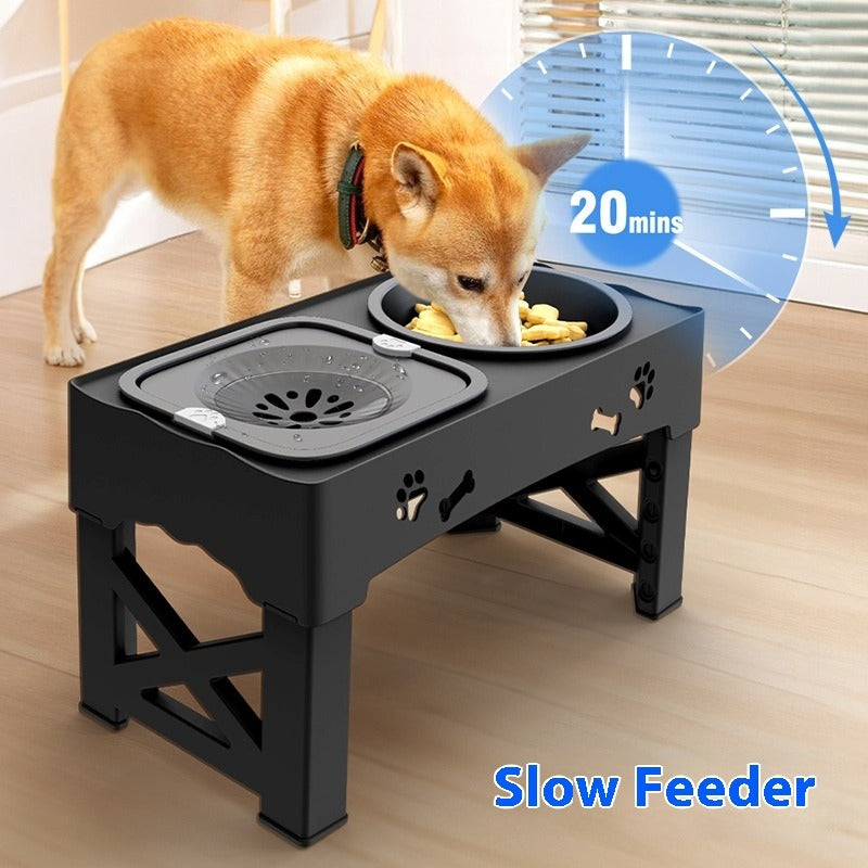 Adjustable Stainless Steel Double Dog Bowl Feeder