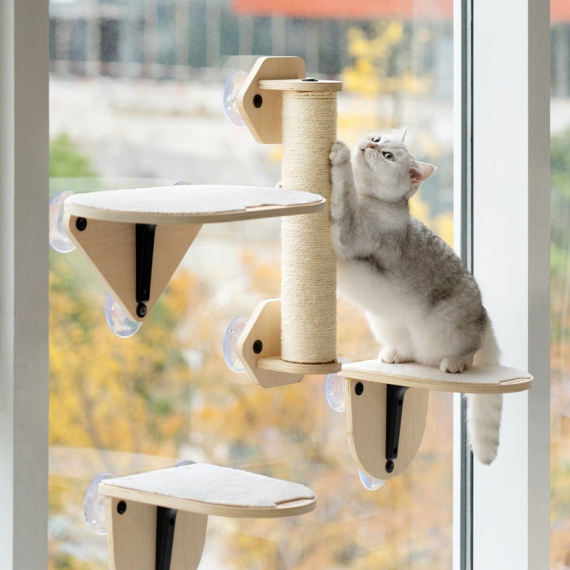 Cat Wall Mounted Scratch Tree with Hammock and Perch