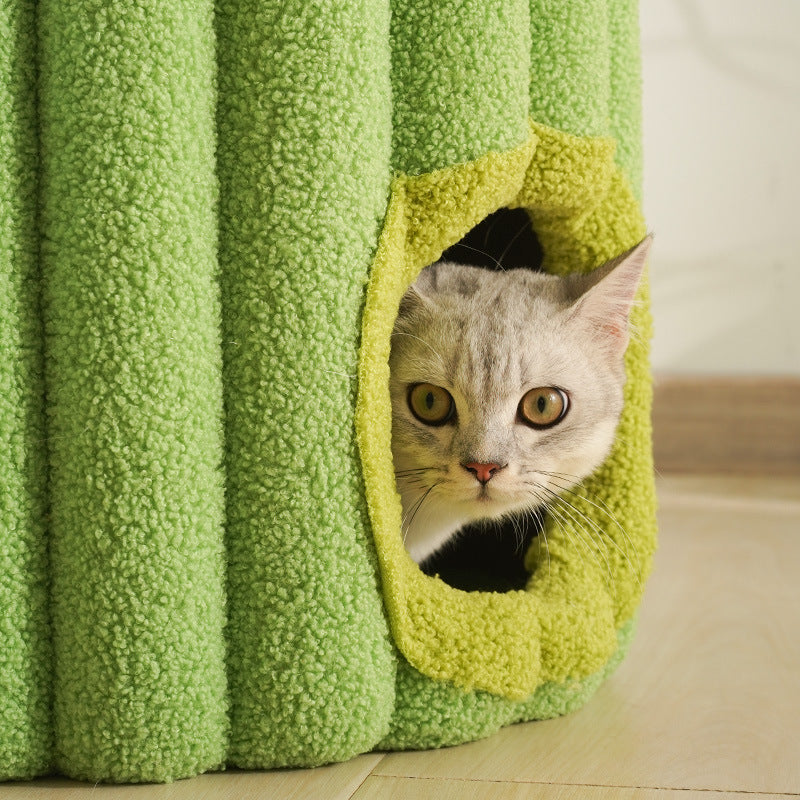 Cactus Cat Scratching Board with Cozy Hideout