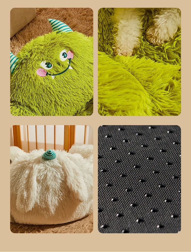 Winter Thermal Pet Bed Green Monster