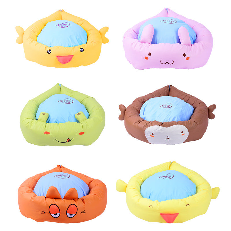 PINCO Teddy Dog Cat Bed - Washable Cartoon Design