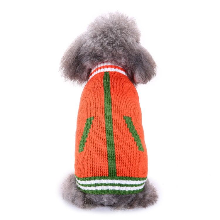 Pet Bone Stripe High Neck Christmas Sweater