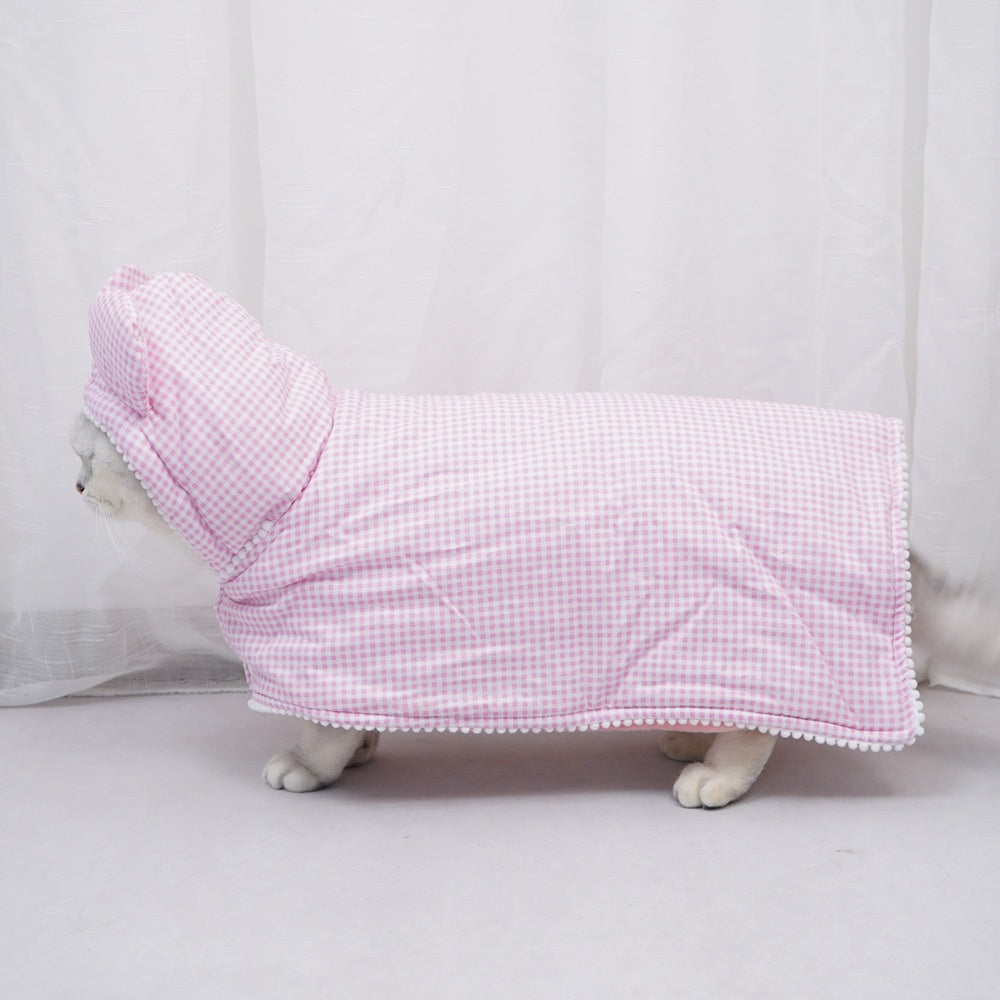 Cute Plaid Dog Cloak and Cat Cover Quilt with Cotton