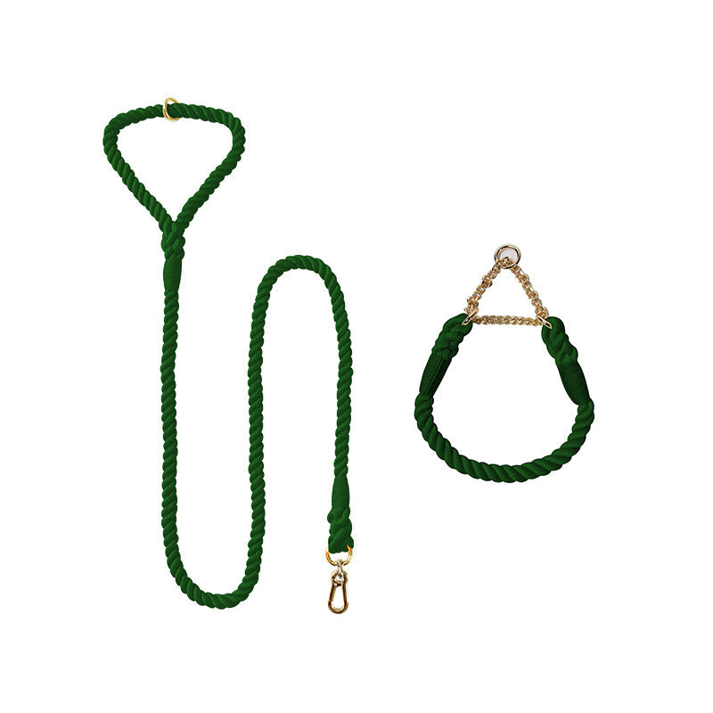 Woven Cotton Dog Leash and Collar Set