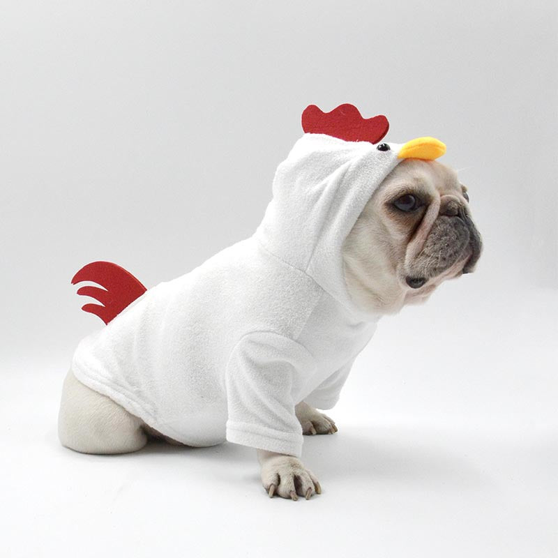 Rooster Style Dog Sweater with Hood - Cute Design