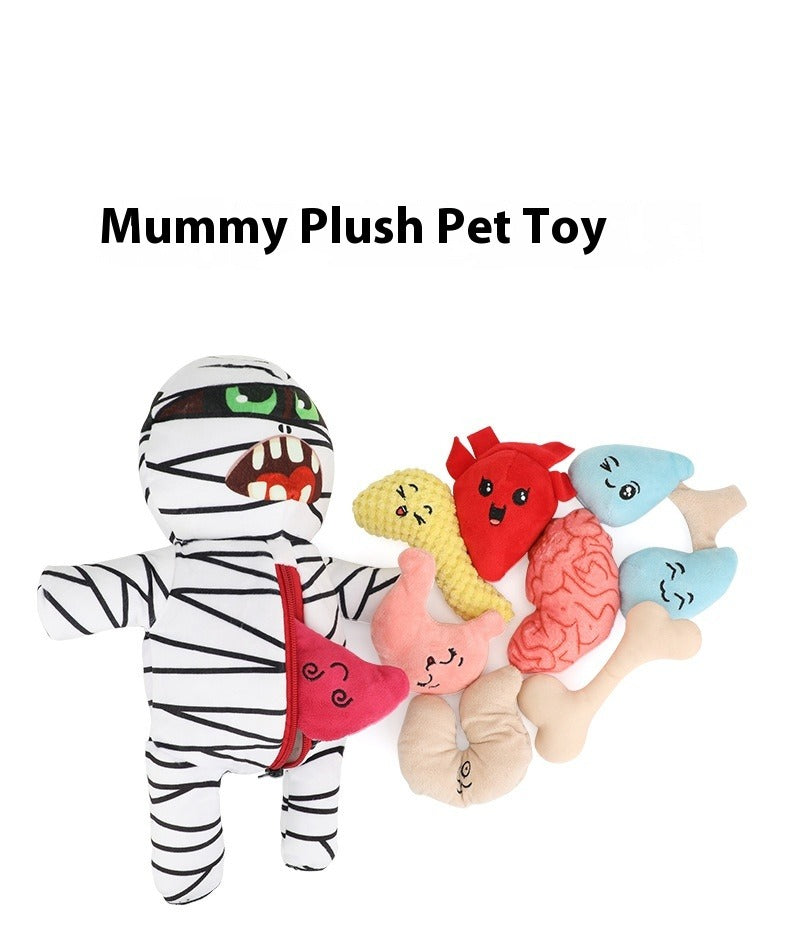 Plush Mummy Pet Food Hiding Toy Set