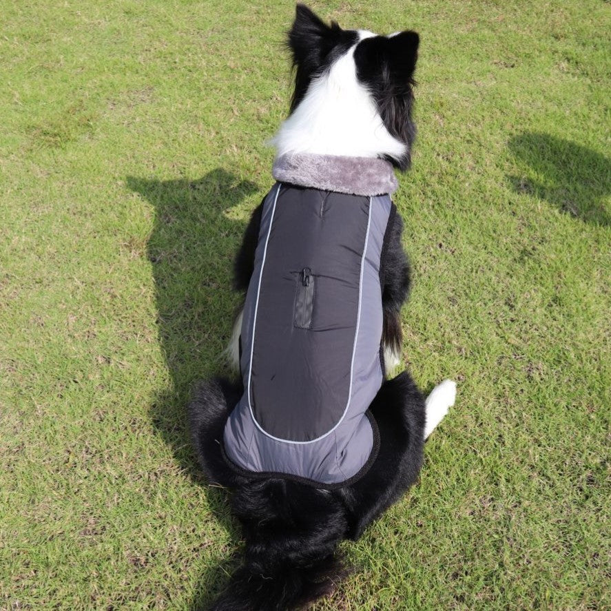 Reflective Waterproof Cotton-padded Dog Clothes with Fur Collar