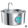 All Stainless Steel Pet Water Dispenser - Large Capacity Round Runway Style