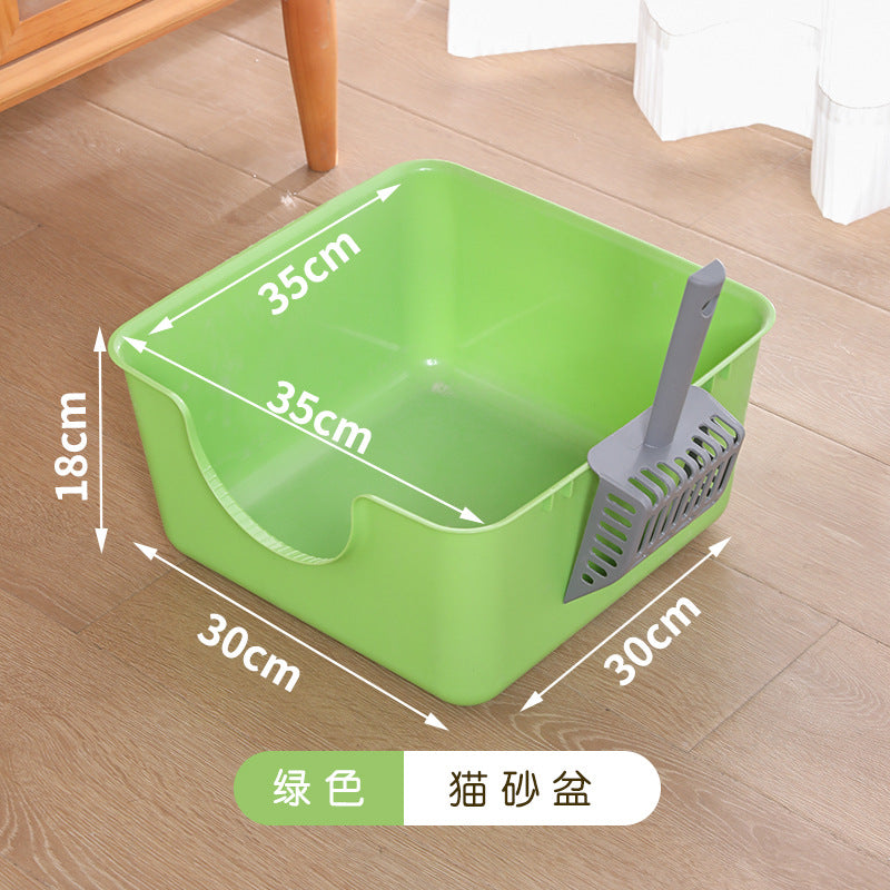 Large Thick Semi-Enclosed Cat Litter Box for Pets
