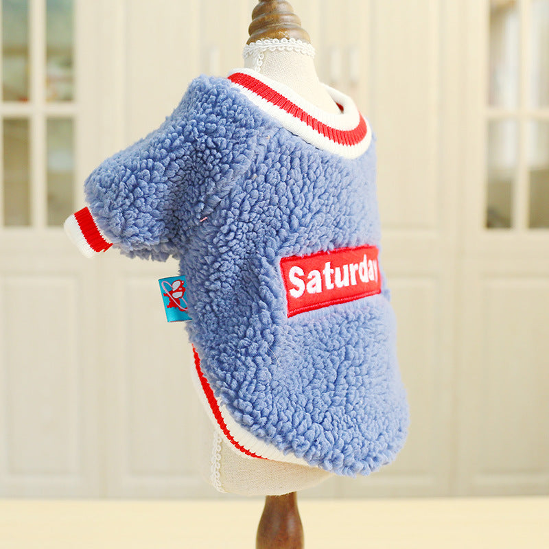 Teddy Dog & Cat Autumn/Winter Fleece Round Neck Outfit