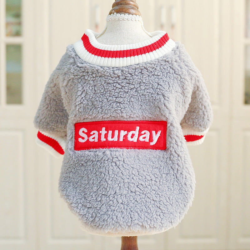 Teddy Dog & Cat Autumn/Winter Fleece Round Neck Outfit