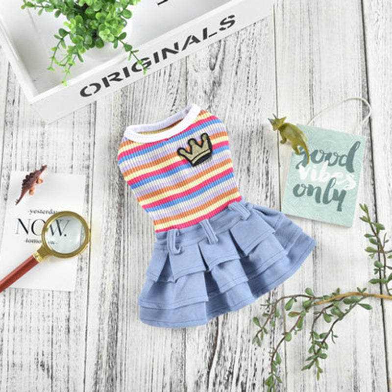 Cartoon Striped Dress for Small & Medium Dogs