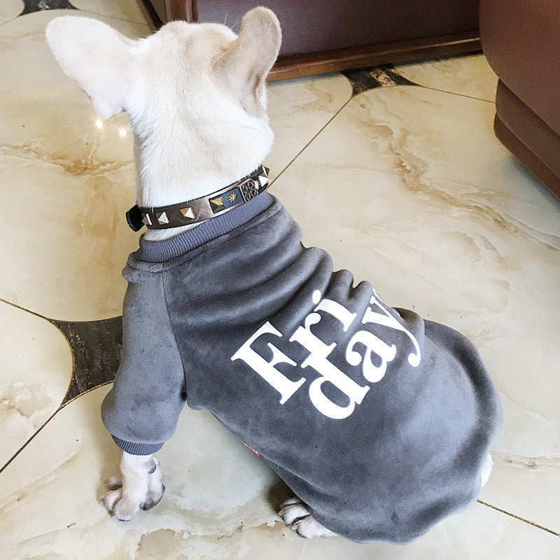 Double-Sided Thick Gold Velvet Dog Sweatshirt