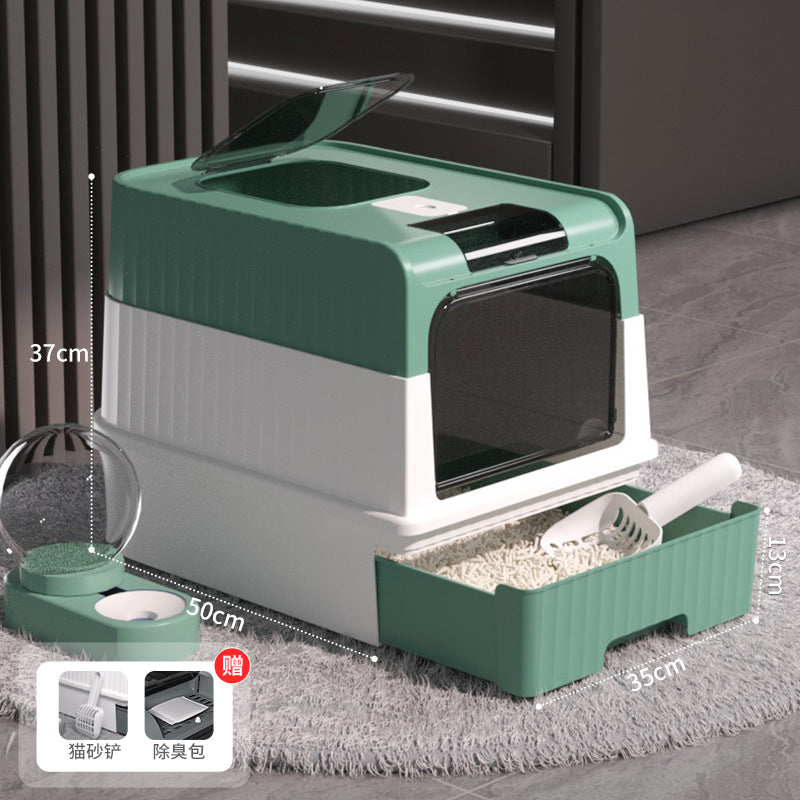 Large Enclosed Cat Litter Box with Door for Pets