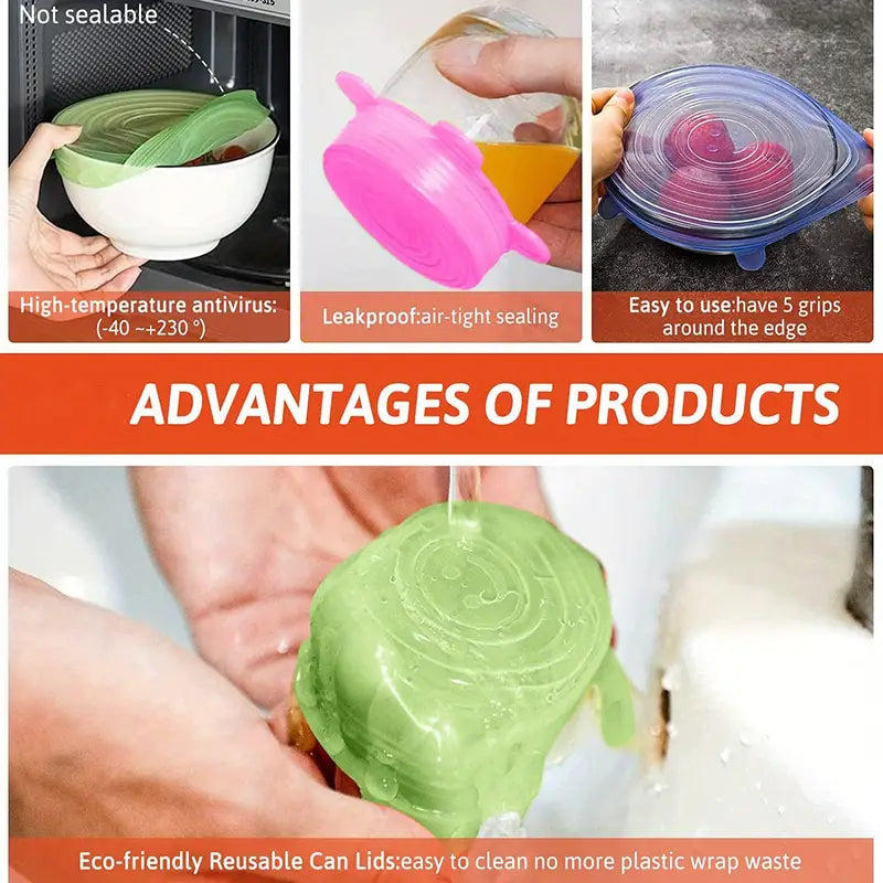 Silicone Stretch Lids Set for Food Storage (6 Sizes)