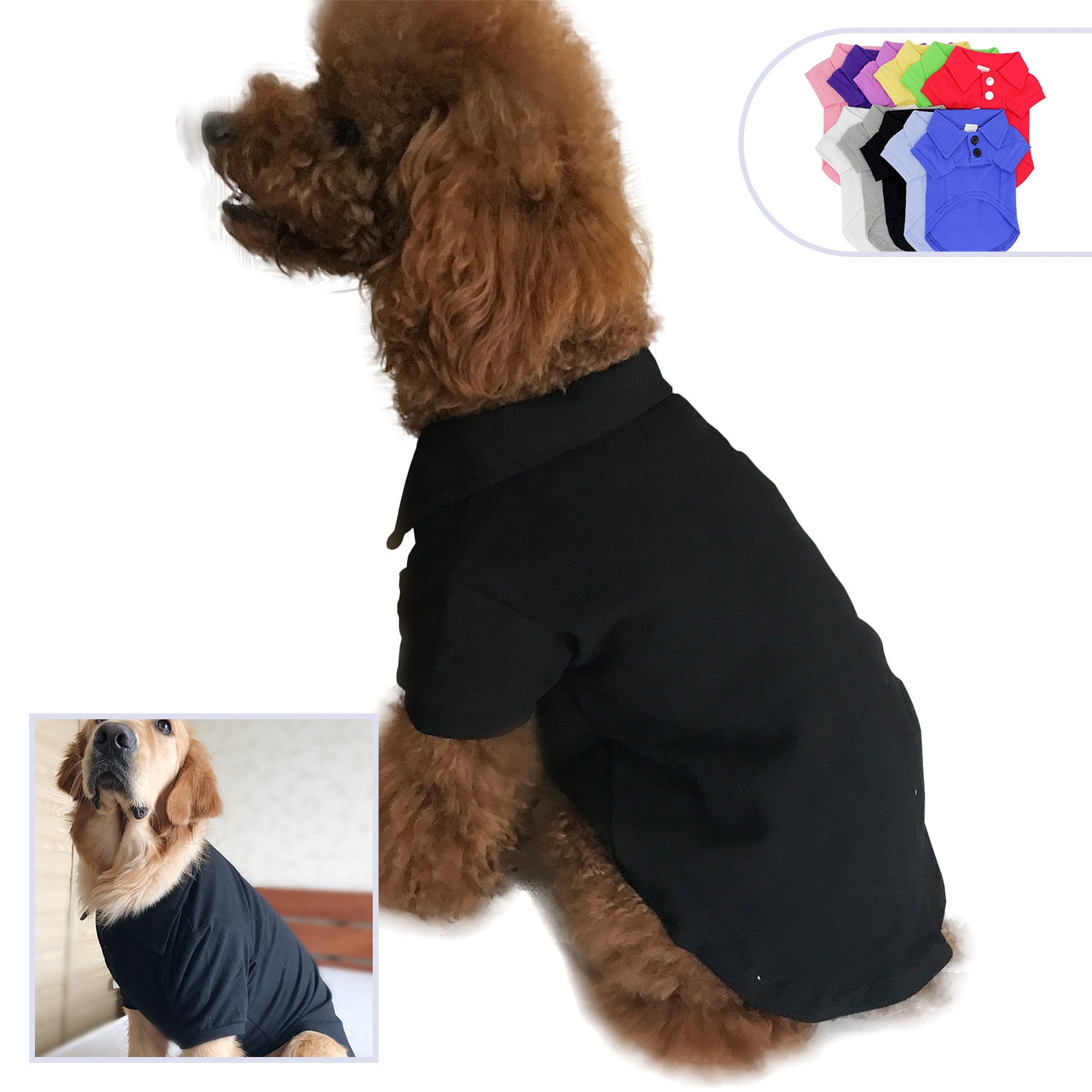 Cotton Dog Polo T-Shirt in Solid Colors for Pets