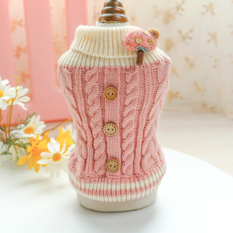 Warm Wooden Bowknot Dog and Cat Clothes