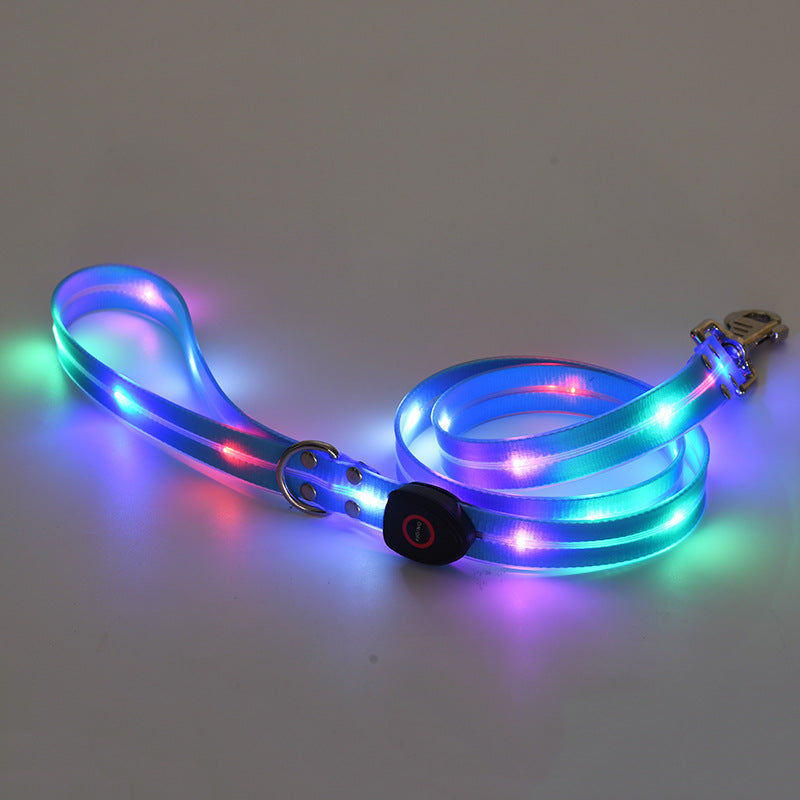 Rechargeable LED Luminous Nylon Pet Collar & Tow Rope