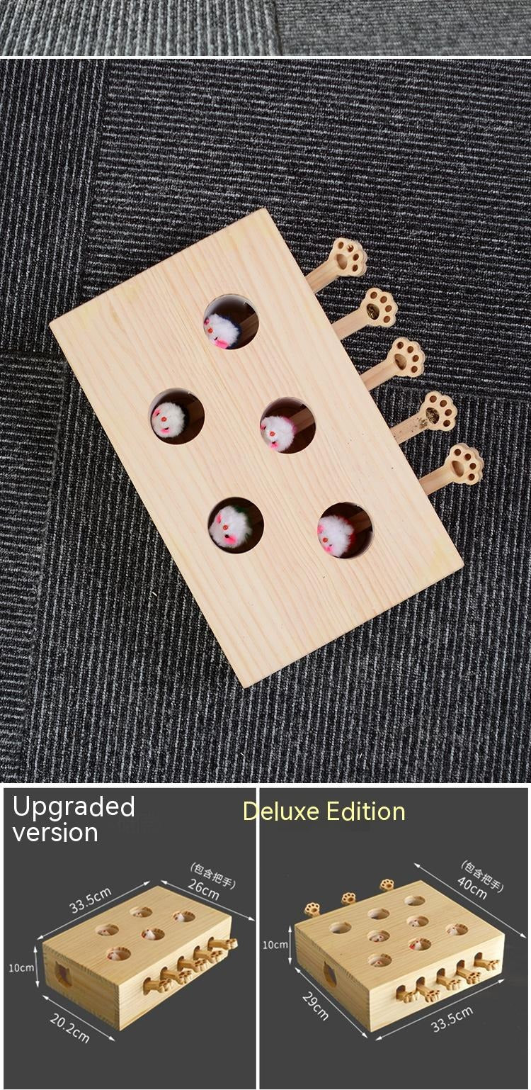 Solid Wood Catnip Whac-a-Mole Cat Toy