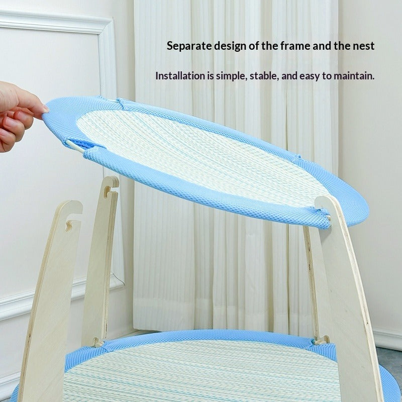 Woven Rattan Cooling Mat Solid Wood Cat Bed