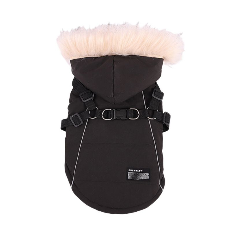 Dog Outfit with Fur Tie, Hat, and Vest