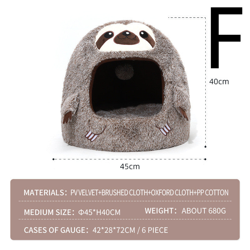 Sloth Pet Nest with Velvet Plush Sofa Design