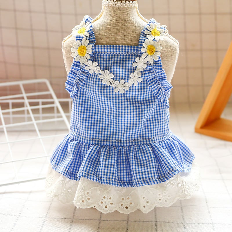 Yellow Plaid Sunflower Bee Skirt for Cats
