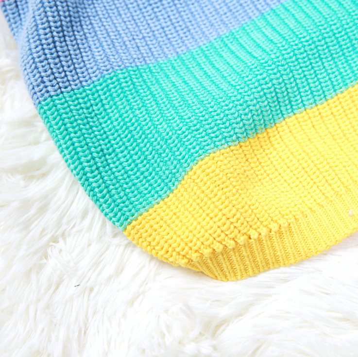 Rainbow Knitted Sweater for Medium Dogs - Trendy Fall/Winter