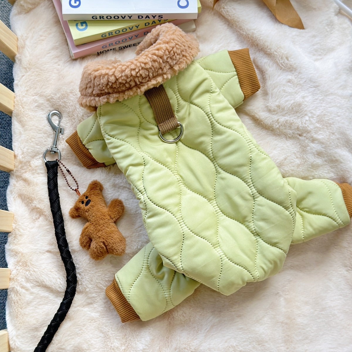 Extra Thick Pet Dog Jacket with Toy Bear Pendant