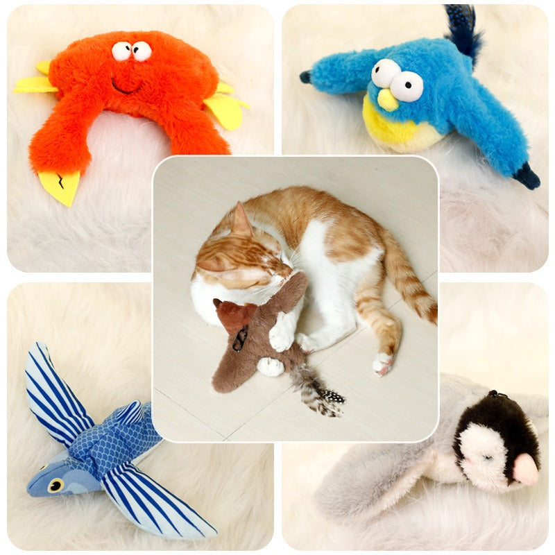 Electric Sound Plush Bird & Fish Pet Toy