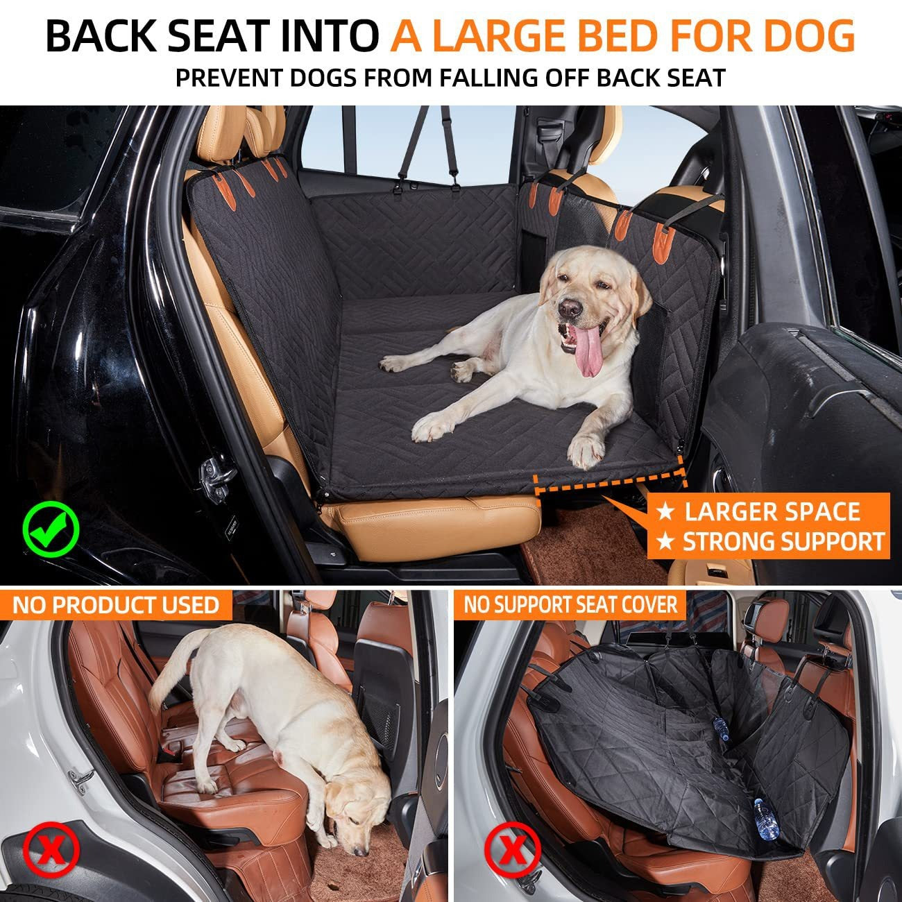Heavy-Duty Car Back Seat Pet Hammock (132x165 cm)