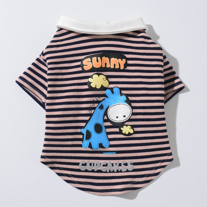 Striped Plush Warm Polo Sweater for Pets