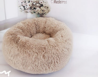 Plush Donut Pet Bed for Small Dogs & Cats