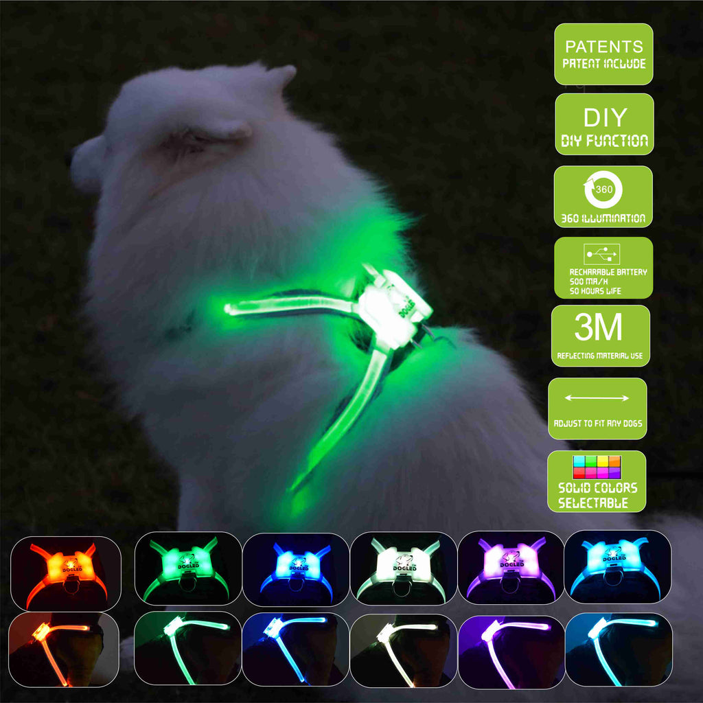 LED USB Rechargeable Silicone Dog Collar for All Sizes